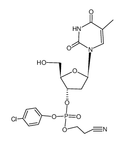 thymidine-3'-p-chlorophenyl-β-cyanoethyl-phosphate结构式