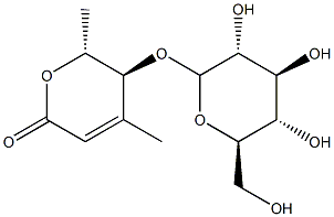 (5S,6R)-5-(β-D-Glucopyranosyloxy)-5,6-dihydro-4,6-dimethyl-2H-pyran-2-one结构式