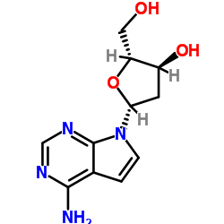 (2R,3S,5R)-5-(4-氨基-7H-吡咯[2,3-D]嘧啶-7-基-2 -(羟甲基)四氢呋喃-3-醇结构式