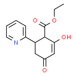 2-Cyclohexene-1-carboxylic acid, 2-hydroxy-4-oxo-6-(2-pyridinyl)-, ethyl ester结构式