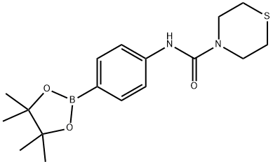 N-(4-(4,4,5,5-四甲基-1,3,2-二氧杂硼烷-2-基)苯基)硫吗啉-4-羧酰胺结构式