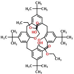 O(1),O(3)-双(乙氧羰基甲基)-对叔丁基杯[4]芳烃结构式