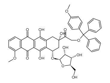 14-O-(p-anisyldiphenylmethyl)-7-O-(β-D-ribofuranosyl)adriamycinone结构式