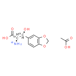 DL-苏-β-(3,4-亚甲基二氧苯基)丝氨酸-13C2,15N乙酸盐结构式