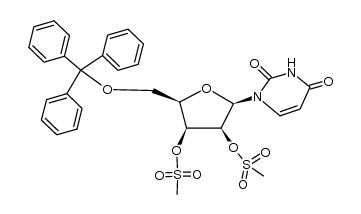 2',3'-di-O-mesyl-5'-O-trityl-(1-β-D-lyxofuranosyl)uracil结构式
