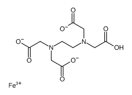 hydrogen [[N,N'-ethylenebis[N-(carboxymethyl)glycinato]](4-)-N,N',O,O',ON,ON']ferrate(1-) Structure
