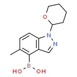 (5-甲基-1-(四氢-2H-吡喃-2-基)-1H-吲唑-4-基)硼酸结构式