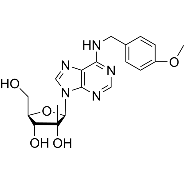 N6-(4-Methoxybenzyl)-2’-C-methyl adenosine结构式