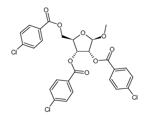 Methyl 2,3,5-tri-O-(4-chlorobenzoyl)-beta-D-ribofuranoside structure