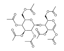 2,3,6-TRI-O-ACETYL-4-O-(2,3,4,6-TETRA-O-ACETYL-BETA-D-GLUCOPYRANOSYL)-1,5-ANHYDRO-D-ARABINO-HEX-1-ENITOL结构式