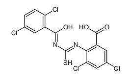 3,5-DICHLORO-2-[[[(2,5-DICHLOROBENZOYL)AMINO]THIOXOMETHYL]AMINO]-BENZOIC ACID结构式