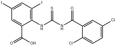 2-[[[(2,5-dichlorobenzoyl)amino]thioxomethyl]amino]-3,5-diiodo-benzoic acid结构式