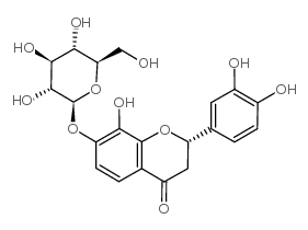 (S)-2-(3,4-dihydroxyphenyl)-7-(beta-D-glucopyranosyloxy)-2,3-dihydro-8-hydroxy-4H-1-benzopyran-4-one Structure