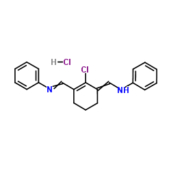 N-[(3-(苯胺基亚甲基)-2-氯-1-环己烯-1-基)亚甲基]苯胺盐酸盐结构式
