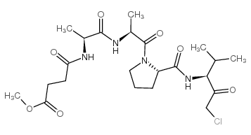 N-(甲氧基琥珀酰基)-丙氨酸-丙氨酸-脯氨酸-缬氨酸 氯甲基酮结构式