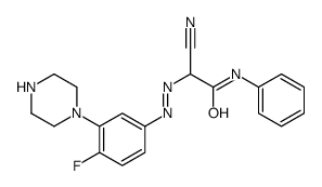 2-cyano-2-[(4-fluoro-3-piperazin-1-ylphenyl)diazenyl]-N-phenylacetamide Structure
