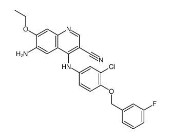 4-(4-(3-Fluorobenzyloxy)-3-chlorophenylamino)-6-amino-7-ethoxyquinoline-3-carbonitrile结构式