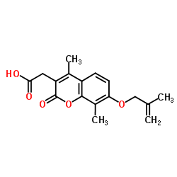 {4,8-Dimethyl-7-[(2-methylprop-2-en-1-yl)oxy]-2-oxo-2H-chromen-3-yl}acetic acid structure