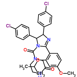 4-[[4,5-双(4-氯苯基)-4,5-二氢-2-[4-甲氧基-2-(1-甲基乙氧基)苯基]-1H-咪唑-1-基]羰基]-2-哌嗪酮结构式