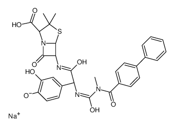 2-(3'-(4-phenylphenylcarbonyl)-3'-methyl-1'-ureido)-2-(3,4-dihydroxyphenyl)acetamidopenicillanate结构式