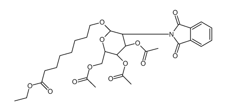 8-乙氧基羰基辛基-(3,4,6-三-O-乙酰基-2-脱氧-2-邻苯二甲酰亚胺基-β-D-吡喃葡萄糖苷结构式