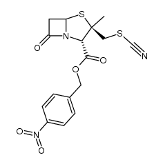 (2S,3R)-4-nitrobenzyl 3-methyl-7-oxo-3-(thiocyanatomethyl)-4-thia-1-azabicyclo[3.2.0]heptane-2-carboxylate结构式