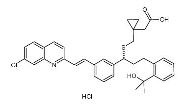 2-(1-((((R)-1-(3-((E)-2-(7-chloroquinolin-2-yl)vinyl)phenyl)-3-(2-(2-hydroxypropan-2-yl)phenyl)propyl)sulfanyl)methyl)cyclopropyl) acetic acid hydrochloride Structure