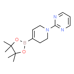 2-(4-(4,4,5,5-四甲基-1,3,2-二氧杂环戊硼烷-2-基)-5,6-二氢吡啶-1(2H)-基)嘧啶结构式