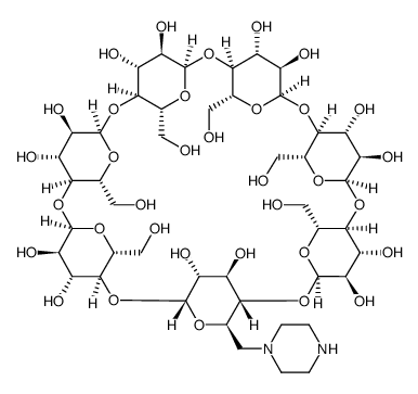 mono-(6-deoxy-6-(1-piperazinyl))-β-cyclodextrin Structure