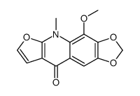 4-Methoxy-5-methyl-1,3-dioxolo(4,5-g)furo(2,3-b)quinolin-9(5H)-one结构式