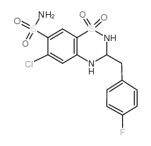 6-chloro-3-[(4-fluorophenyl)methyl]-1,1-dioxo-3,4-dihydro-2H-1λ6,2,4-benzothiadiazine-7-sulfonamide Structure