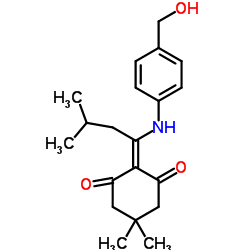 2-{1-[4-(羟甲基)苯氨基]-3-甲基亚丁基}-5,5-二甲基-1,3-环己二酮结构式