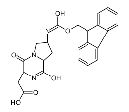 Fmoc-(2s,6s,9s)-6-氨基-2-羧基甲基-3,8-二氮杂双环-(4,3,0)-壬烷-1,4-二酮结构式