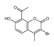 8-acetyl-3-bromo-7-hydroxy-4-methylcoumarin结构式