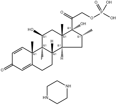 9Α-氟-16Α-甲基孕甾-1,4-二烯-11Β,17Α,21-三醇-3,20-二酮-21-磷酸酯哌嗪盐结构式