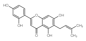 4H-1-Benzopyran-4-one, 2- (2,4-dihydroxyphenyl)-5, 7-dihydroxy-6-(3-methyl-2-butenyl)- Structure