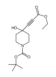4-(3-乙氧基-3-氧代-1-丙炔-1-基)-4-羟基-1-哌啶羧酸 1,1-二甲基乙酯结构式