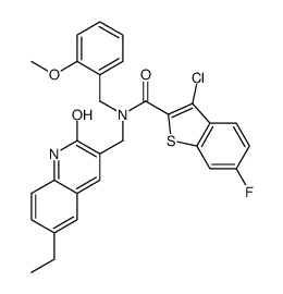 Benzo[b]thiophene-2-carboxamide, 3-chloro-N-[(6-ethyl-1,2-dihydro-2-oxo-3-quinolinyl)methyl]-6-fluoro-N-[(2-methoxyphenyl)methyl]- (9CI) picture