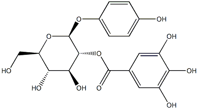 4-Hydroxyphenyl 2-O-(3,4,5-trihydroxybenzoyl)-β-D-glucopyranoside结构式