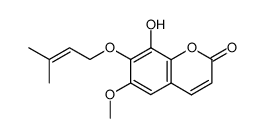 6-Methoxy-7-(3-methyl-2-butenyloxy)-8-hydroxy-2H-1-benzopyran-2-one Structure