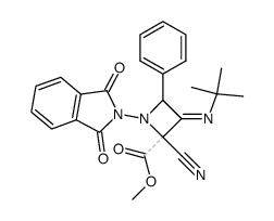 2-cyano-2-(methoxycarbonyl)-4-phenyl-1-phthalimido-3-(tert-butylimino)azetidine Structure