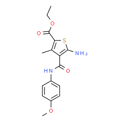 5-AMINO-4-(4-METHOXY-PHENYLCARBAMOYL)-3-METHYL-THIOPHENE-2-CARBOXYLIC ACID ETHYL ESTER Structure