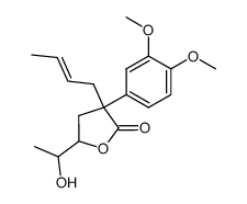 (E)-3-(but-2-en-1-yl)-3-(3,4-dimethoxyphenyl)-5-(1-hydroxyethyl)dihydrofuran-2(3H)-one结构式