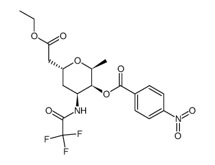 ethyl 2-(2,3,6-trideoxy-4-O-p-nitrobenzoyl-3-trifluoroacetamido-α-L-lyxo-hexopyranosyl)acetate结构式