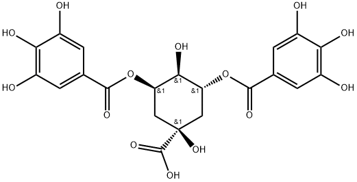 Benzoic acid, 3,4,5-trihydroxy-, 1,1'-[(1R,2α,3R,5α)-5-carboxy-2,5-dihydroxy-1,3-cyclohexanediyl] ester Structure