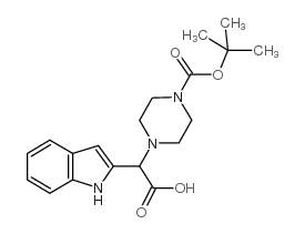 1-Boc-4-[羧基-(1H-吲哚-2-基)-甲基]-哌嗪结构式