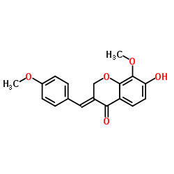 (E)-7-羟基-8-甲氧基-3-(4-甲氧基苯亚甲基)色满-4-酮结构式