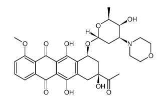 5,12-Naphthacenedione, 8-acetyl-7,8,9,10-tetrahydro-6,8,11-trihydroxy-1-methoxy-10-[[2,3,6-trideoxy-3-(4-morpholinyl)-α-L-lyxo-hexopyranosyl]oxy]-, (8S,10S)结构式