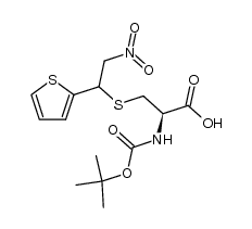 N-t-butoxycarbonyl-S-[2-nitro-1-(thien-2-yl)ethyl]-L-cysteine结构式
