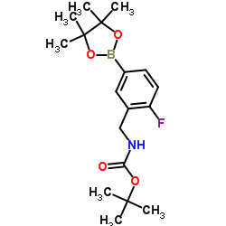 3-(Boc-aminomethyl)-4-fluorobenzeneboronic acid pinacol ester结构式